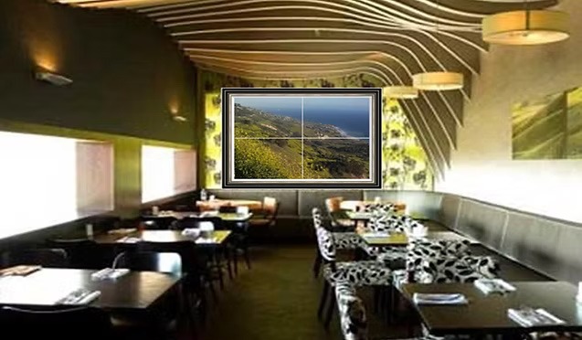 A Restaurant Interior Featuring a Large Artwork Prominently Displayed on the wall.services Page: